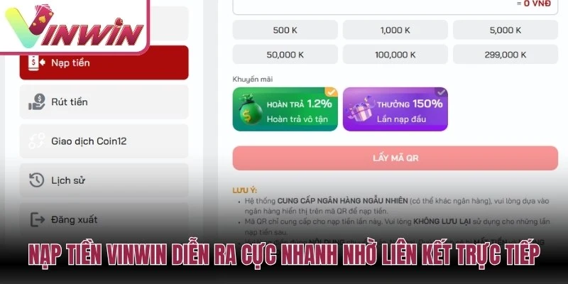 Nạp tiền Vinwin cần kiểm tra đúng link kênh nạp số tiền và nội dung giao dịch