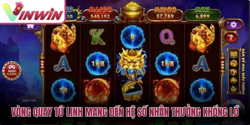 Game nổ hũ Tứ Linh Vinwin với biểu tượng Long Lân Quy Phụng và vòng quay slot