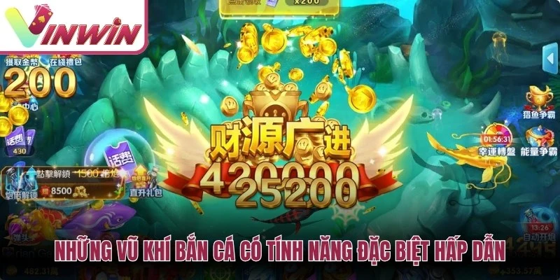 Vũ khí bắn cá đặc biệt như bom lưới và kỹ năng hỗ trợ cần dùng đúng thời điểm